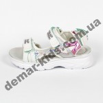 Детские босоножки Lilin Shoes B058-1-1 бело-серебряные большие